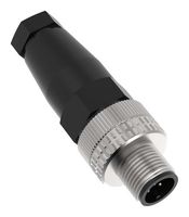 BANNER ENGINEERING BFW-M12M5-6X Sensor Connector, 22 AWG, BFW Series, M12, Male, 5 Positions, Screw Pin, Cable Mount