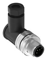 BANNER ENGINEERING BFW-M12M5A-6X Sensor Connector, 22 AWG, BFW Series, M12, Male, 5 Positions, Screw Pin, Cable Mount