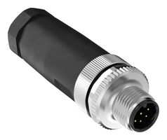 BANNER ENGINEERING BFW-M12M8-8X Sensor Connector, 22 AWG, BFW Series, M12, Male, 8 Positions, Screw Pin, Cable Mount