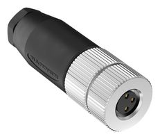 BANNER ENGINEERING BFW-M8F3-4X Sensor Connector, 24 AWG, BFW Series, M8, Female, 3 Positions, Screw Socket, Cable Mount