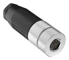 BANNER ENGINEERING BFW-M8F4-4X Sensor Connector, 24 AWG, BFW Series, M8, Female, 4 Position, Screw Socket, Cable Mount