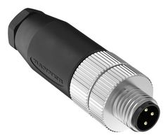 BANNER ENGINEERING BFW-M8M3-4X Sensor Connector, 24 AWG, BFW Series, M8, Male, 3 Positions, Screw Pin, Cable Mount
