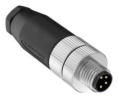 BANNER ENGINEERING BFW-M8M4-4X Sensor Connector, 24 AWG, BFW Series, M8, Male, 4 Position, Screw Pin, Cable Mount
