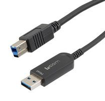 L-COM AOC-U31AMBM-BC-005 USB Cable, USB Type A Plug to USB Type B Plug, 5 m, 16.4 ft, USB 3.1, Black