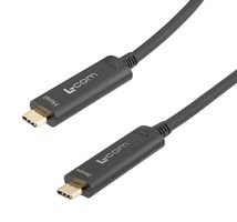 L-COM AOC-U31CMCM-BC-010 USB Cable, USB Type C Plug to USB Type C Plug, 10 m, 32.81 ft, USB 3.1, Black
