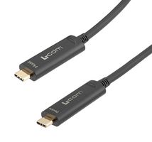 L-COM AOC-U31CMCM-BC-015 USB Cable, USB Type C Plug to USB Type C Plug, 15 m, 49.21 ft, USB 3.1, Black