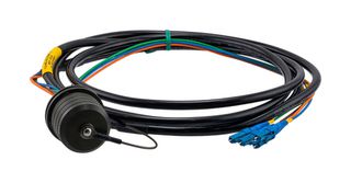 L-COM FCA-M8-JNLCSMMT-1 Fiber Optic Cable, Singlemode, 4 Fibers, TFOCA 2 Receptacle- 4x LC/UPC, 9µm / 125µm, 1m