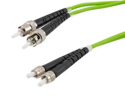L-COM FCA-SMPSTP-DPM5V-01 Fiber Optic Cable, OM5 Multimode, 2 Fibers, 2x SMA-2x ST Duplex, 50µm / 125µm, 3m