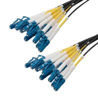 L-COM FCA-12S2LCULCUD2-20 Fiber Optic Cable, OS2 Singlemode, 12 Fibers, 12x LC/UPC-12x LC/UPC, 9µm / 125µm, 20m