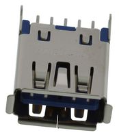 AMPHENOL COMMUNICATIONS SOLUTIONS GSB412137CHR USB Connector, USB Type A, USB 3.1, Receptacle, 9 Positions, Through Hole Mount, Vertical