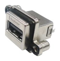 AMPHENOL COMMUNICATIONS SOLUTIONS MUSBRA51130 USB Sealed Connector, USB Type A, USB 2.0, Receptacle, 4 Position, Panel Mount, IP67
