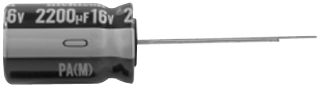 NICHICON UPA1A222MPD Electrolytic Capacitor, 2200 µF, 10 V, ± 20%, PC Pin, 5000 hours @ 105°C, Polar