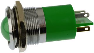 APEM Q22P1CXXG12E LED Panel Mount Indicator, Prominent Bezel, Green, 12 VDC, 22 mm, 40 mA, 95 mcd, IP67