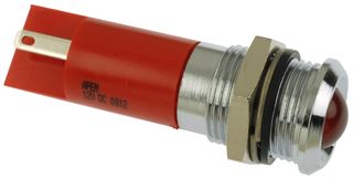 APEM Q14P1CXXR12E LED Panel Mount Indicator, Prominent Bezel, Red, 12 VDC, 14 mm, 20 mA, 80 mcd, IP67