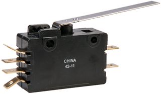 ZF 0E19-50H0 Microswitch, Snap Action, Hinge Lever, DPDT, Quick Connect, 15 A