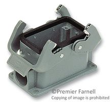 HARTING 09300100272 Heavy Duty Connector, Dual Side Entry PG21, Base, Panel Mount, Side Entry, Aluminum Body, 2 Lever