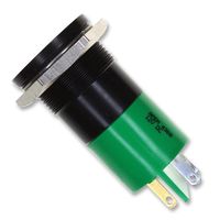 APEM Q22F1BXXG12E LED Panel Mount Indicator, Flush Bezel, Green, 22 mm, 40 mA, 70 mcd