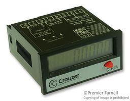 CROUZET 87622170 Panel Mount Timer, CTR24, Hour Meter, 10 V, 260 V, 0 s, 99999.99 h, 24 mm, 48 mm