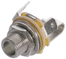 REAN NYS230 Phone Audio Connector, 3 Contacts, Jack, 1/4 ", Panel Mount, Tin Plated Contacts, Metal Body