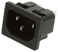 SCHURTER 4300.0704 IEC Power Connector, IEC C14 Inlet, 15 A, 250 VAC, Quick Connect, Snap-In