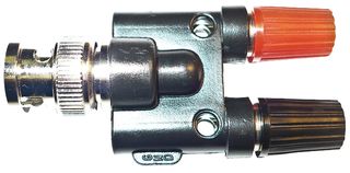MUELLER ELECTRIC BU-P1296 Connector Adapter, BNC Coaxial, 1 Positions, Plug, Binding Post, 2 Positions