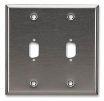 BLACK BOX WP073 Faceplate, Wall Plate, D Sub 9 Position Connectors, 2, Stainless Steel Body