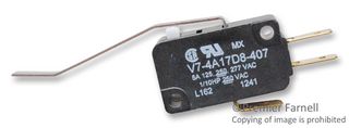 HONEYWELL V74A17D8407 Limit Switch, 5 A, 277 V, 0.1 N, V7 Series