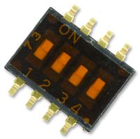 E-SWITCH KAN1104RT DIP / SIP Switch, Flush Slide, 4 Circuits, Recessed, Surface Mount, SPST-NO, 24 V, 25 mA