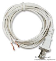 VOLEX 17109 9 Mains Power Cord, NEMA 1-15P to Free End, 2.74 m, 10 A, 125 VAC, White