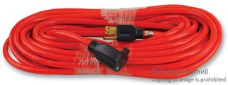 CAROL CABLE/GENERAL CABLE 06801.63.04 Mains Power Cord, NEMA 5-15P to NEMA 5-15R, 30.48 m, 15 A, 125 VAC, Orange