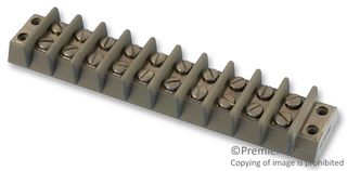 MARATHON SPECIAL PRODUCTS 39TB-10F Panel Mount Barrier Terminal Block, 2 Row, 10 Positions, 10 AWG, 14.3 mm, 30 A