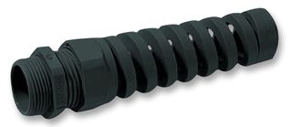 GEMS SENSORS 181688 Cable Gland, with Locknut, Spiral Strain Relief, PG11, 4 mm, 10 mm, Nylon (Polyamide), Black