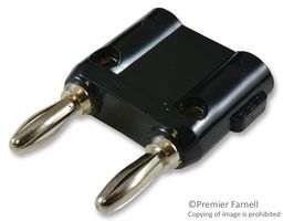 MUELLER ELECTRIC BU-PMDP-S-0 Banana Test Connector, Plug, Cable Mount, 15 A, 5 kV, Nickel Plated Contacts, Black