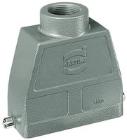 HARTING 09300100443 Heavy Duty Connector, PG29 Top Entry, 2 Pegs, High Profile, Hood, Top Entry, Aluminum Body, 1 Lever