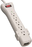 EATON TRIPP LITE SUPER6TEL Surge Protector, Telco Protection, 7 Outlets, NEMA 5-15R, 15 A, 120 V, NEMA 5-15P, 1.8 m