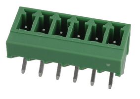 AMPHENOL ANYTEK 20020130-D061A01LF Terminal Block, Pluggable, Header, 3.81 mm, 6 Positions, 8 A, 300 V, Through Hole 45°