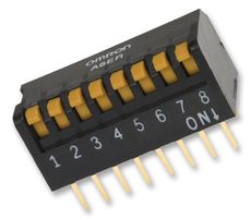 OMRON INDUSTRIAL AUTOMATION A6ER-9104 DIP / SIP Switch, Piano Key, 9 Circuits, Piano Key, Through Hole, SPST, 24 V, 25 mA