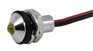 VCC / VISUAL COMMUNICATIONS COMPANY CD-1-2701-9920-I LED Panel Mount Indicator, Yellow, 120 VAC, 6 mm, 8 mA, 219 mcd, IP67