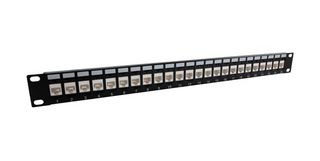 L-COM PR175-C6-24M-CM Patch Panel, RJ45, 24 Ports, Cat6, 1U