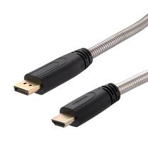L-COM DPHD4KA-5M Audio / Video Cable Assembly, Armored, 4K, DisplayPort Plug, HDMI Plug, 16.4 ft, 5 m, Black