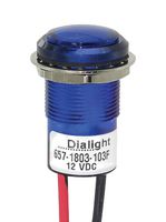 DIALIGHT 657-1802-303F LED Panel Mount Indicator, Blue, 17.463 mm, 18 mA, 100 foot lambert