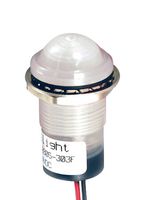 DIALIGHT 657-2002-303F LED Panel Mount Indicator, Water Tight, White, 5 VDC, 17.463 mm, 20 mA, 100 foot lambert, IP67