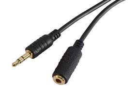 L-COM CTL35MFT-5 Audio / Video Cable Assembly, 3.5mm Stereo Plug, 3.5mm Stereo Socket, 5 ft, 1.5 m, Black