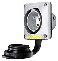 HUBBELL WIRING DEVICES HBL2625SW Power Entry Connector, 30 A, Grey, Thermoplastic Body, 250 V