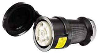 HUBBELL WIRING DEVICES HBL2613SW Power Entry Connector, Power Entry, 30 A, Black, White, PBT (Polybutylene Terephthalate) Body