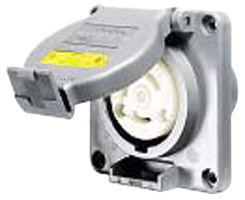 HUBBELL WIRING DEVICES HBL2610SW Power Entry Connector, Power Entry, 30 A, Grey, PBT (Polybutylene Terephthalate) Body, 125 V