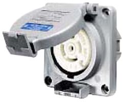 HUBBELL WIRING DEVICES HBL2810SW Power Entry Connector, 30 A, Grey, 208 V