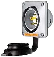 HUBBELL WIRING DEVICES HBL2725SW Power Entry Connector, 30 A, Grey, Thermoplastic Body, 250 V