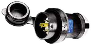 HUBBELL WIRING DEVICES HBL2431SW Power Entry Connector, 20 A, Black, White, PBT (Polybutylene Terephthalate) Body, 480 V