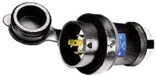 HUBBELL WIRING DEVICES HBL2411SW Power Entry Connector, Power Entry, 20 A, Black, White, PBT (Polybutylene Terephthalate) Body